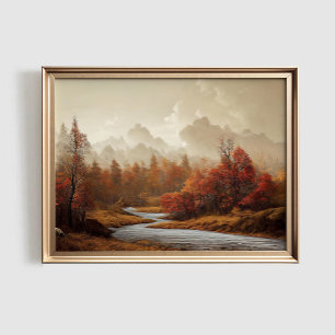 Autumn Landscape Print, Fall Foliage Art, Autumn Poster