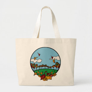 Autumn Landscape Scene Large Tote Bag