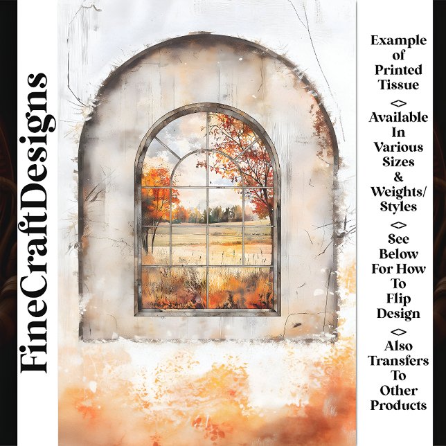 Autumn Landscape Through Arch Window AM9 Decoupage Tissue Paper (Creator Uploaded)