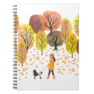 Autumn landscape. Watercolor Vintage illustration Notebook