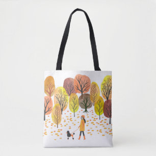 Autumn landscape. Watercolor Vintage illustration Tote Bag