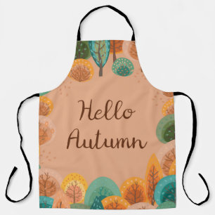 Autumn landscape with abstract flat handdrawn fore apron