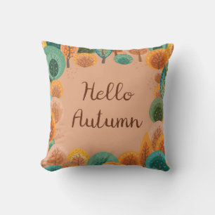 Autumn landscape with abstract flat handdrawn fore cushion