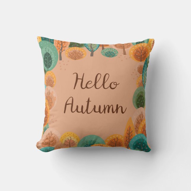 Autumn landscape with abstract flat handdrawn fore cushion (Front)