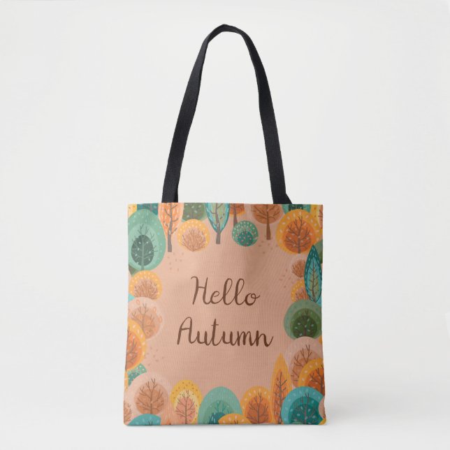 Autumn landscape with abstract flat handdrawn fore tote bag (Front)