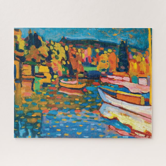 Autumn Landscape with Boats by Wassily Kandinsky Jigsaw Puzzle (Horizontal)