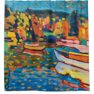 Autumn Landscape with Boats by Wassily Kandinsky Shower Curtain