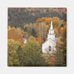 Autumn landscape with church, Vermont, USA Magnet