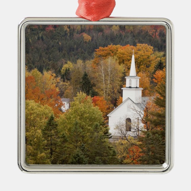 Autumn landscape with church, Vermont, USA Metal Ornament (Front)