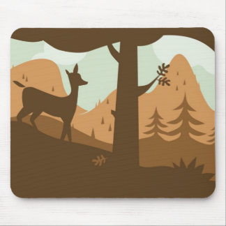 Autumn Landscape with Deer Mouse Pad