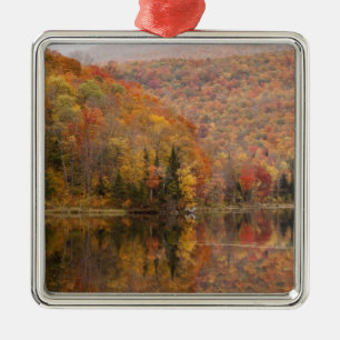 Autumn landscape with lake, Vermont, USA 2 Metal Tree Decoration