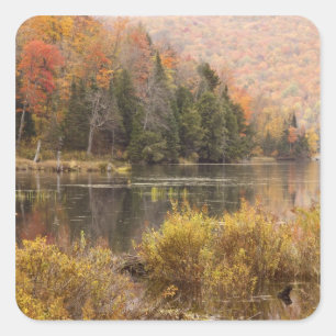 Autumn landscape with lake, Vermont, USA 3 Square Sticker