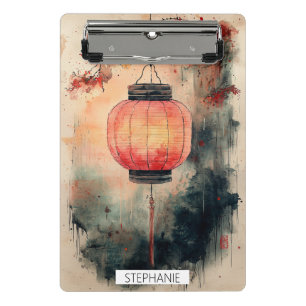 Autumn Lantern Sumi-E Watercolor Mini Clipboard
