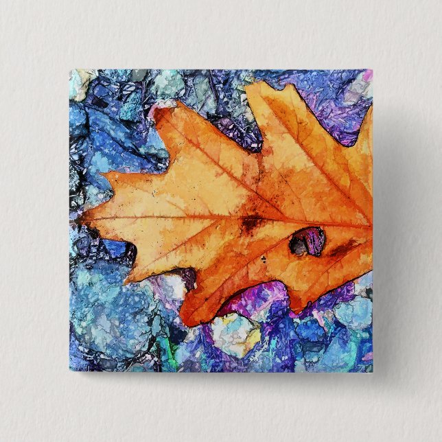 AUTUMN LEAF 15 CM SQUARE BADGE (Front)