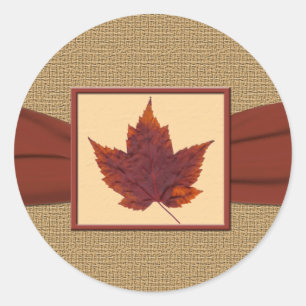 Autumn Leaf 1.5" Diameter Round Sticker