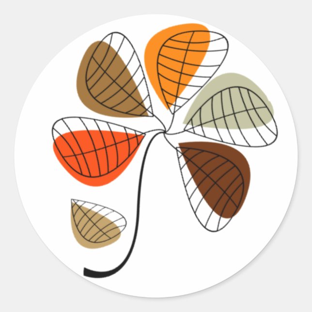 Autumn Leaf Abstract Classic Round Sticker (Front)