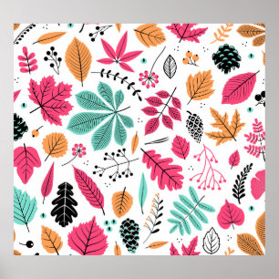 Autumn Leaf Abstract Seamless Pattern Poster