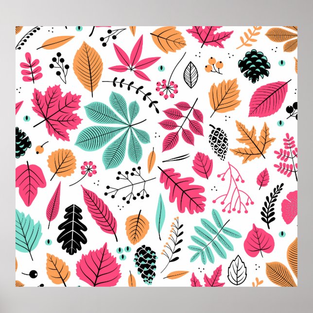 Autumn Leaf Abstract Seamless Pattern Poster (Front)