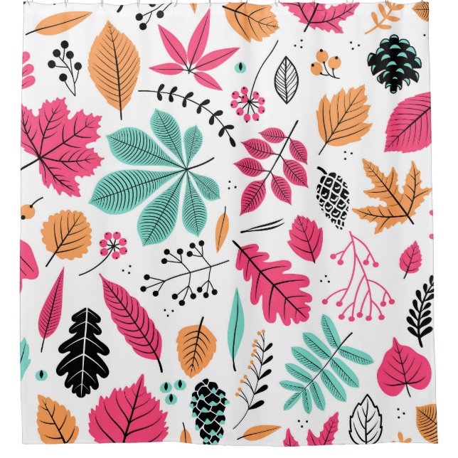 Autumn Leaf Abstract Seamless Pattern Shower Curtain (Front)