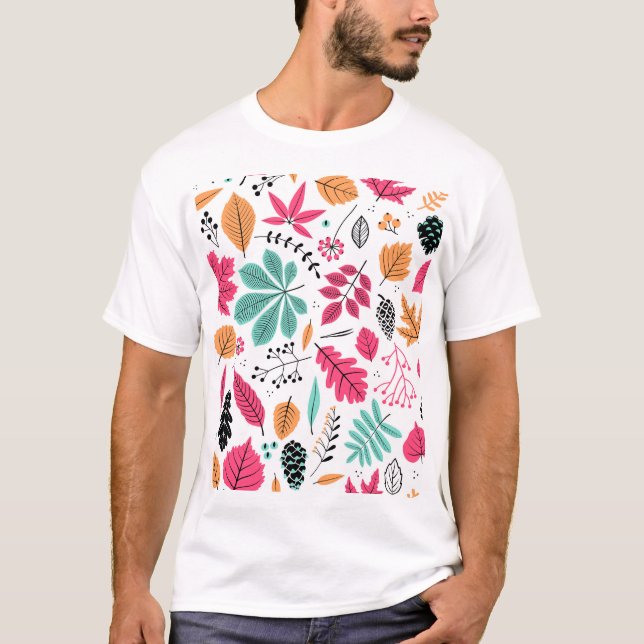 Autumn Leaf Abstract Seamless Pattern T-Shirt (Front)