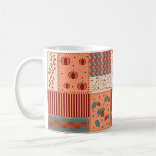 Autumn Leaf Acorn Patchwork Pattern Art Coffee Mug