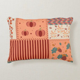 Autumn Leaf Acorn Patchwork Pattern Art Decorative Cushion
