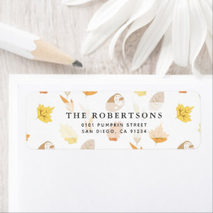 Autumn Leaf & Acorn Pattern Cream Address Return Address Label