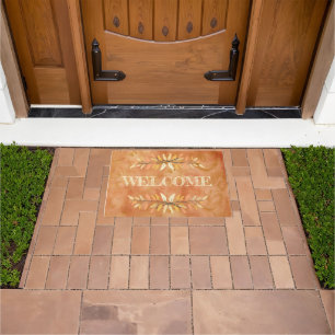Autumn Leaf Borders Welcome Seasonal Colours Custo Doormat