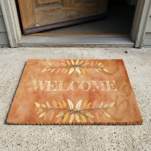 Autumn Leaf Borders Welcome Seasonal Colours Custo Doormat