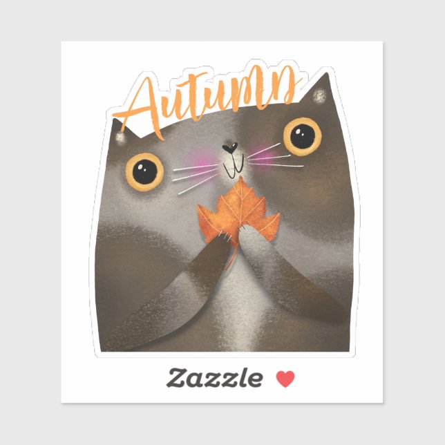 Autumn Leaf Cat Halloween Thanksgiving Fall Decor (Sheet)