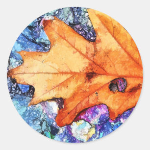 AUTUMN LEAF CLASSIC ROUND STICKER