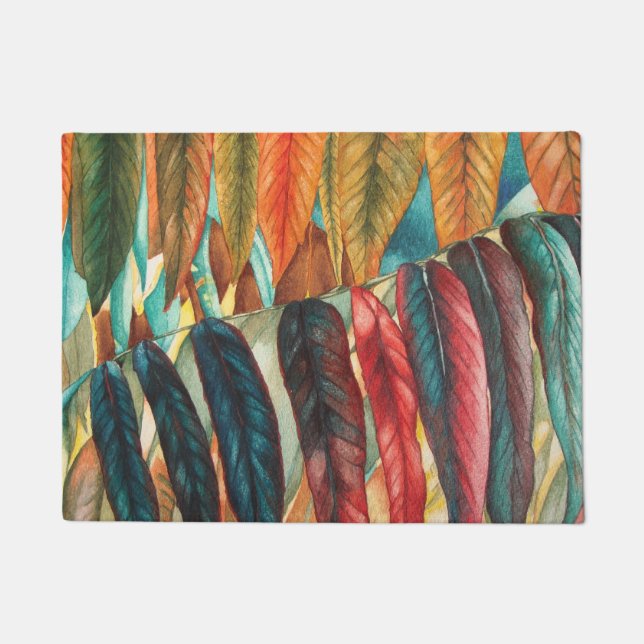 autumn leaf colours original stylised modern art doormat (Front)