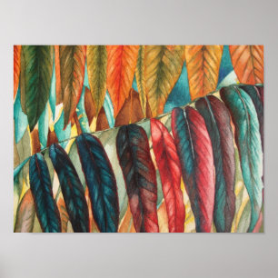 autumn leaf colours original stylised modern art poster