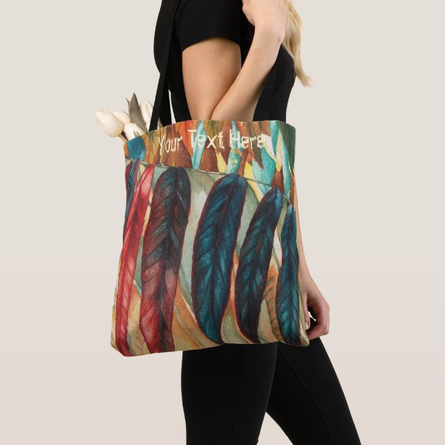 autumn leaf colours original stylised modern art tote bag (Close Up)