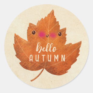 Autumn Leaf Cute Halloween Thanksgiving Fall Decor Classic Round Sticker