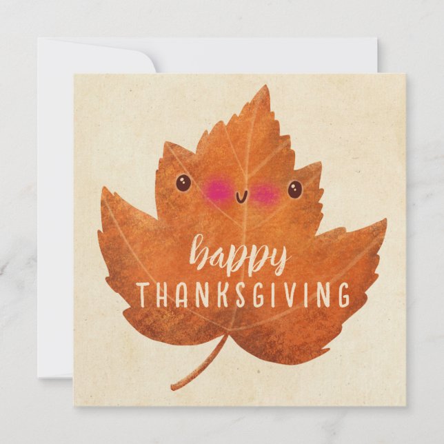 Autumn Leaf Cute Halloween Thanksgiving Fall Decor Invitation (Front)