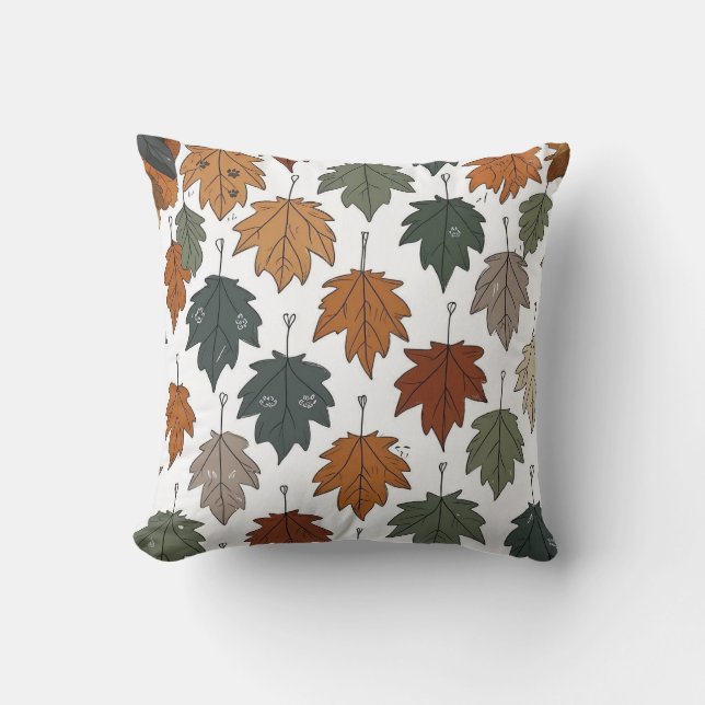 Autumn Leaf  Doodle Throw Pillow (Front)