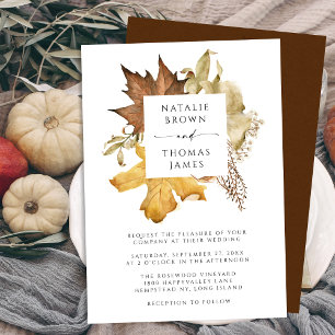 Autumn Leaf   Elegant Watercolor Fall Wedding Invitation