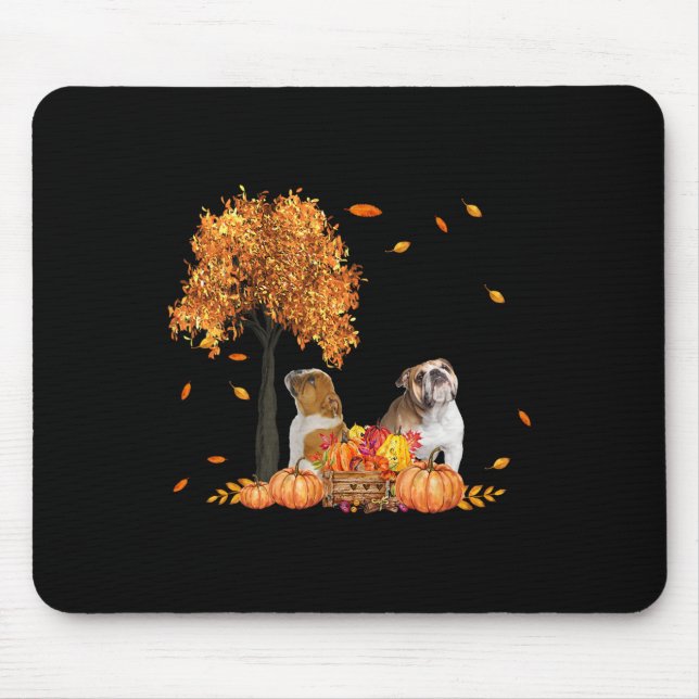 Autumn Leaf Fall Dog Lover Halloween Thanksgiving  Mouse Pad (Front)