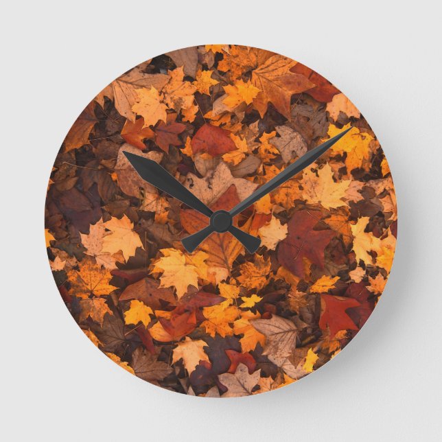 Autumn Leaf Fall Foliage Round Clock (Front)