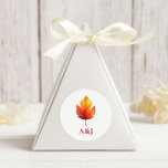 Autumn Leaf Fall Modern Wedding Rust Classic Round Sticker<br><div class="desc">Beautiful watercolor fall leaves set this wedding stationery suite apart from the rest. You may customise all of the text. Coordinating items available.</div>