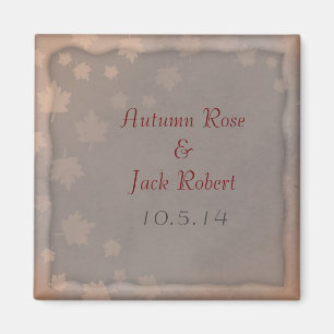 Autumn Leaf Fall Wedding Favour Save the Date Magnet