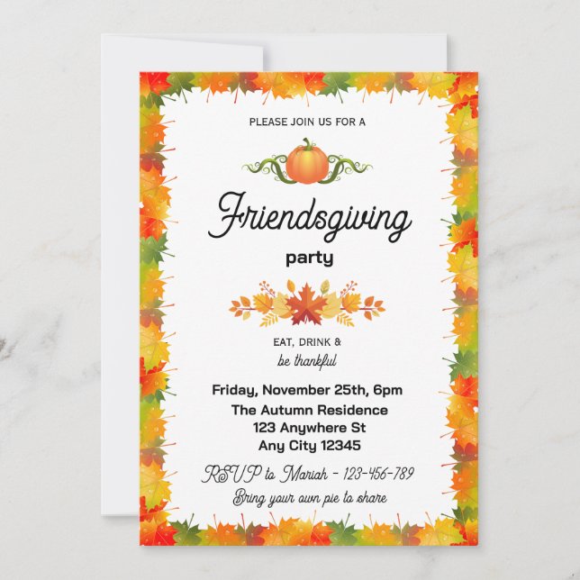 Autumn Leaf Friendsgiving Invitation (Front)