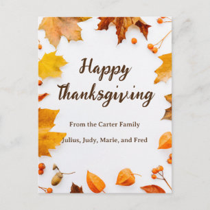 Autumn Leaf Happy Thanksgiving Greeting Postcard