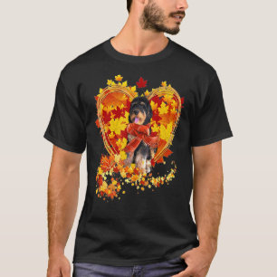 Autumn Leaf Heart Phantom Bernedoodle Scarf Fall T-Shirt