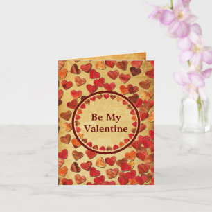 Autumn Leaf Hearts - Valentine Card