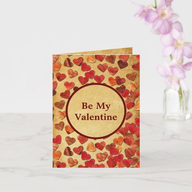 Autumn Leaf Hearts - Valentine Card (Orchid)