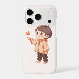 Autumn leaf held by a cute little boy