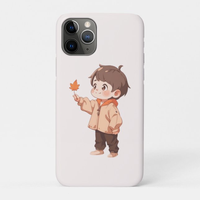 Autumn leaf held by a cute little boy Case-Mate iPhone case (Back)