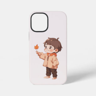 Autumn leaf held by a cute little boy iPhone 12 mini case
